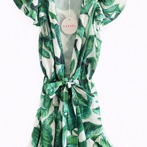 Luxxel Tropical Green Leaf Dress